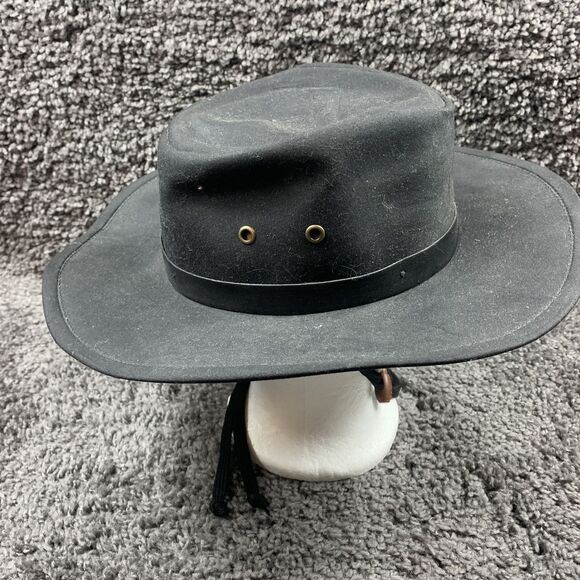 Outback Trading Company Hat Adult Small  Kodiak Black Oilskin Cowboy Mens - Picture 3 of 10
